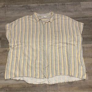 Sonoma Gauze Muslin Cotton Button Up Top Women’s Size 3X Striped Shirt